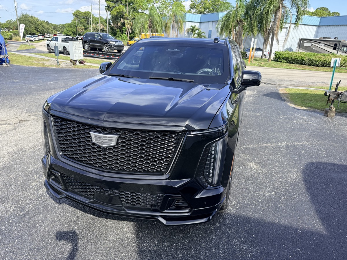 Black Cadillac Escalade after a Mirror Motion exterior detail