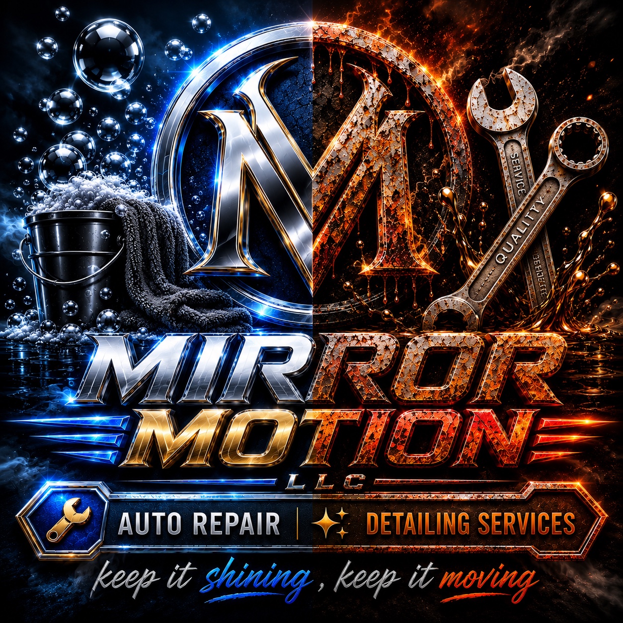 Mirror Motion automotive repair and detailing logo artwork